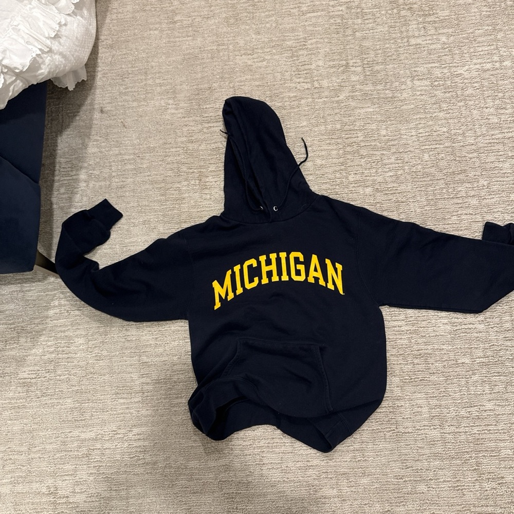 Champion Navy and Yellow Michigan Hoodie